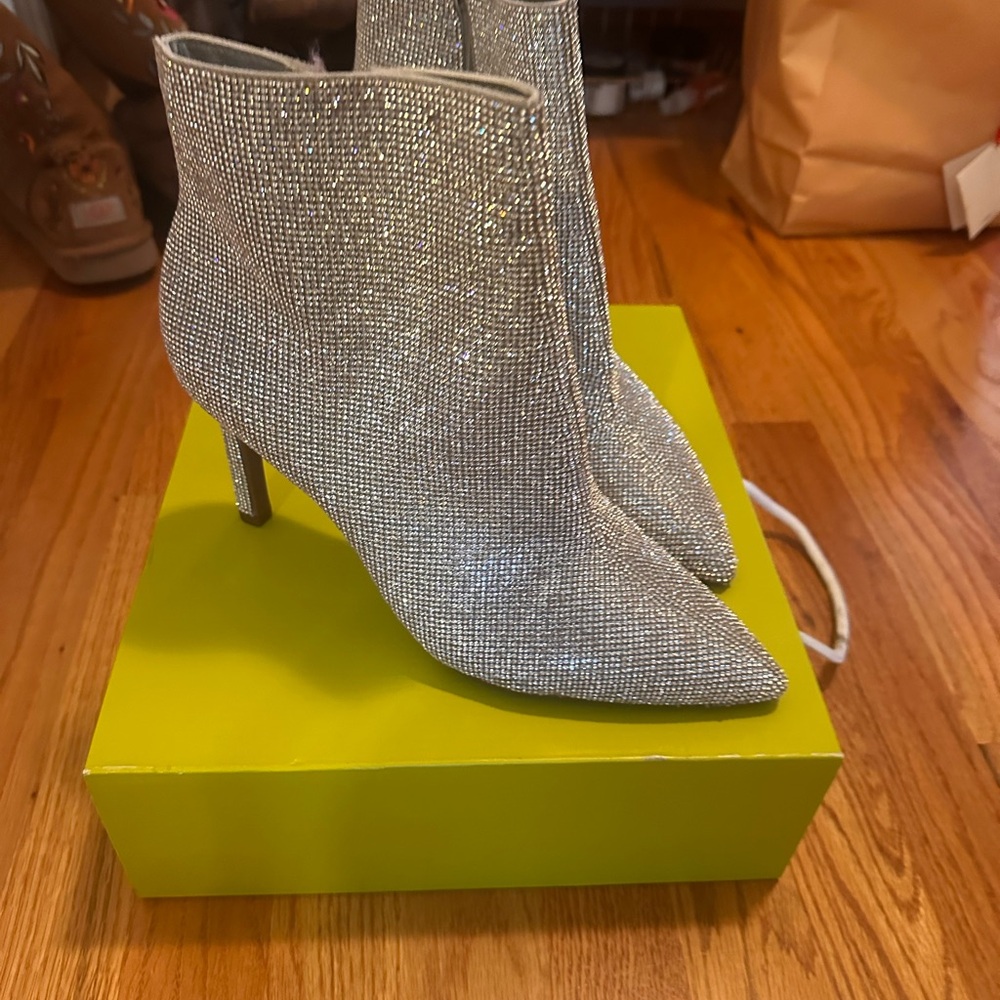 Silver Glitter Ankle Boots